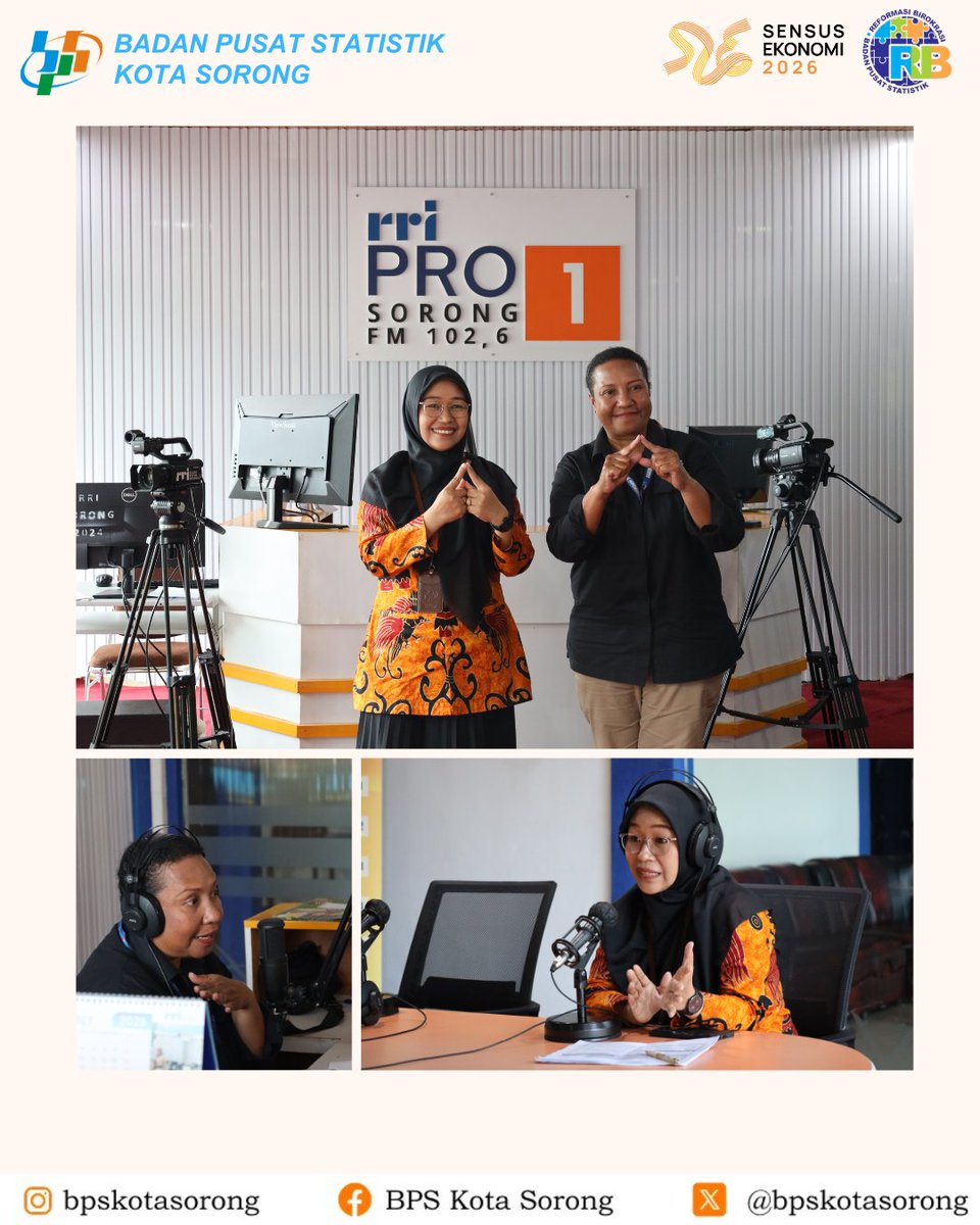 bpskotasorong's tweet photo. 📻✨ Dialog Sorong Menyapa bersama RRI Sorong

Dalam upaya memberikan informasi dan edukasi yang tepat kepada masyarakat, BPS Kota Sorong turut membahas topik “Menjaga Stabilitas Inflasi Pasca Hari Besar Keagamaan.” https://t.co/xAtRXlAha1
