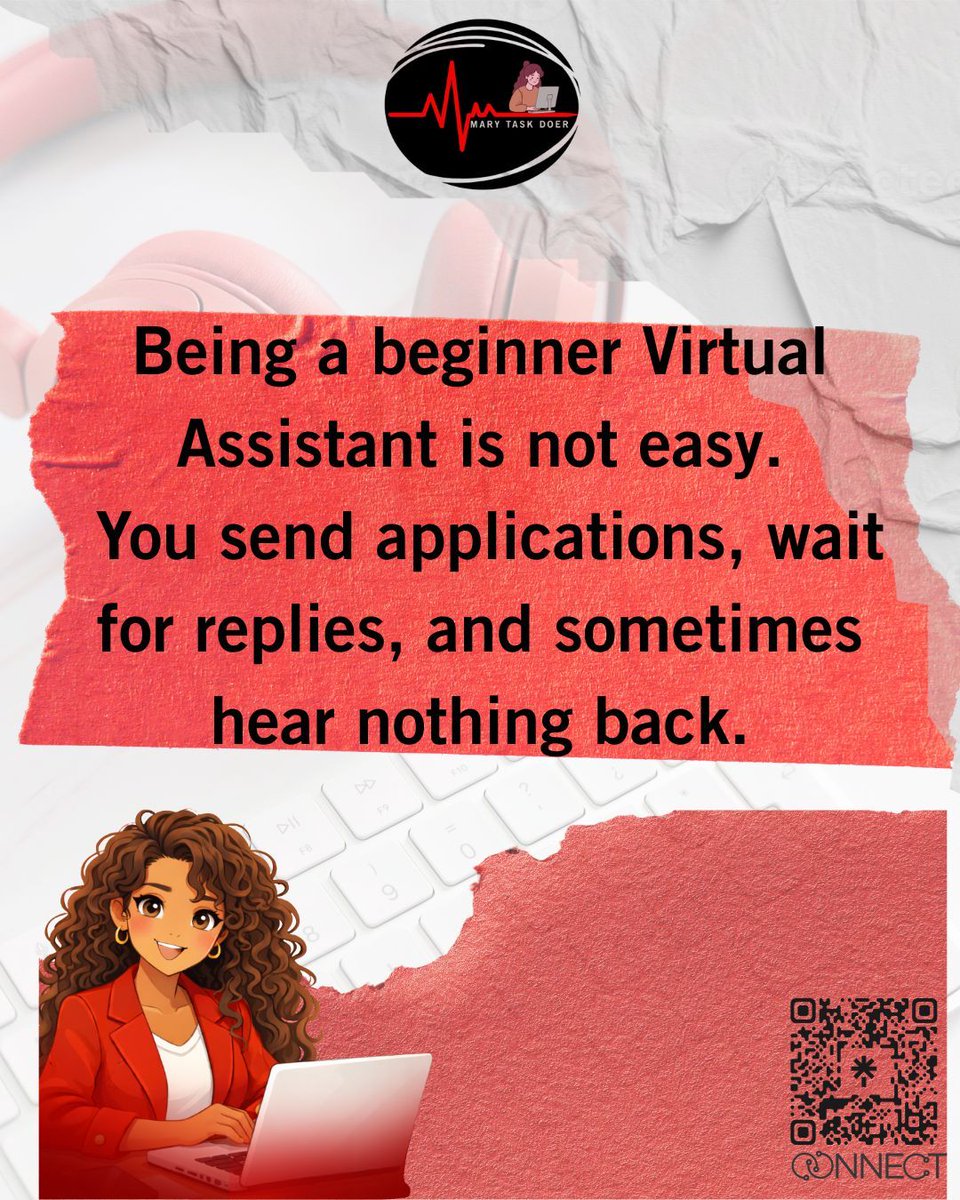 MaryTask74733's tweet photo. Challenge: No Client Yet 
To fellow beginners, don’t give up. Your opportunity is coming. 

Beginner VA, job search, persistence 
#BeginnerVA
#VirtualAssistantJourney
#KeepGoing
#FreelanceLife
#MaryTaskDoer https://t.co/sq0lCRRjt6