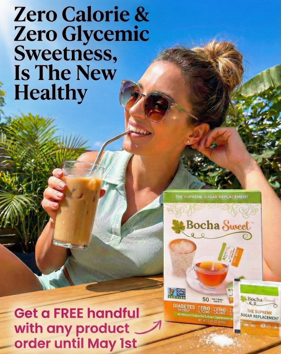 BochaSweet's tweet photo. Me: I'm cutting out sugar this summer.

Also me: orders iced coffee with added BochaSweet sweetener packets 😌 

Zero calorie. Zero glycemic. 

Tastes just like the real thing. Free packets with every product order until May 1st 👇

https://t.co/r6H9Kpu0ay https://t.co/tAOMrHEQaJ