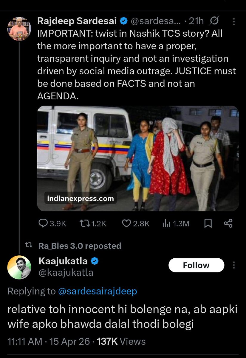 The best reply on x today.
#nashik