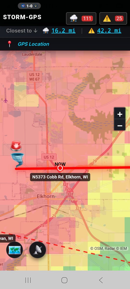 STORM_GPS_2's tweet photo. CONFIRMED TORNADO...Elkhorn, WI Crossing I-43 heading East right down Hwy 11! #wiwx https://t.co/3jG8JSww3T