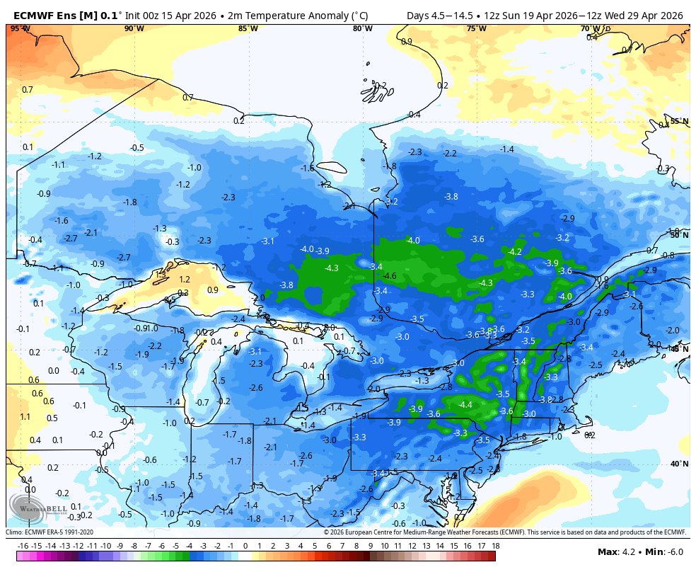 WxOntario1's tweet image. Major Pattern Change on the way to Southern #Ontario!

After a warm and wet week, a strong cold front Saturday PM will usher in colder air

Temps upwards of 10C below normal are possible Monday

Widespread frost/ freeze risks overnight with temps dropping down well below freezing
