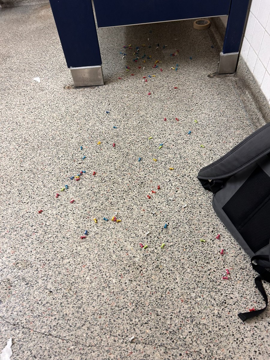 just dropped a shit ton of thumbtacks on the floor of the mens bathroom fuck my chud life