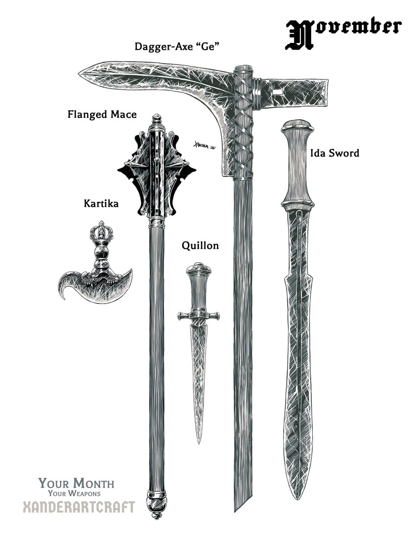 #portfolioday again, I'm an illustrator drawing and sketching arms and armor, looking for a job: personal commissions or business!