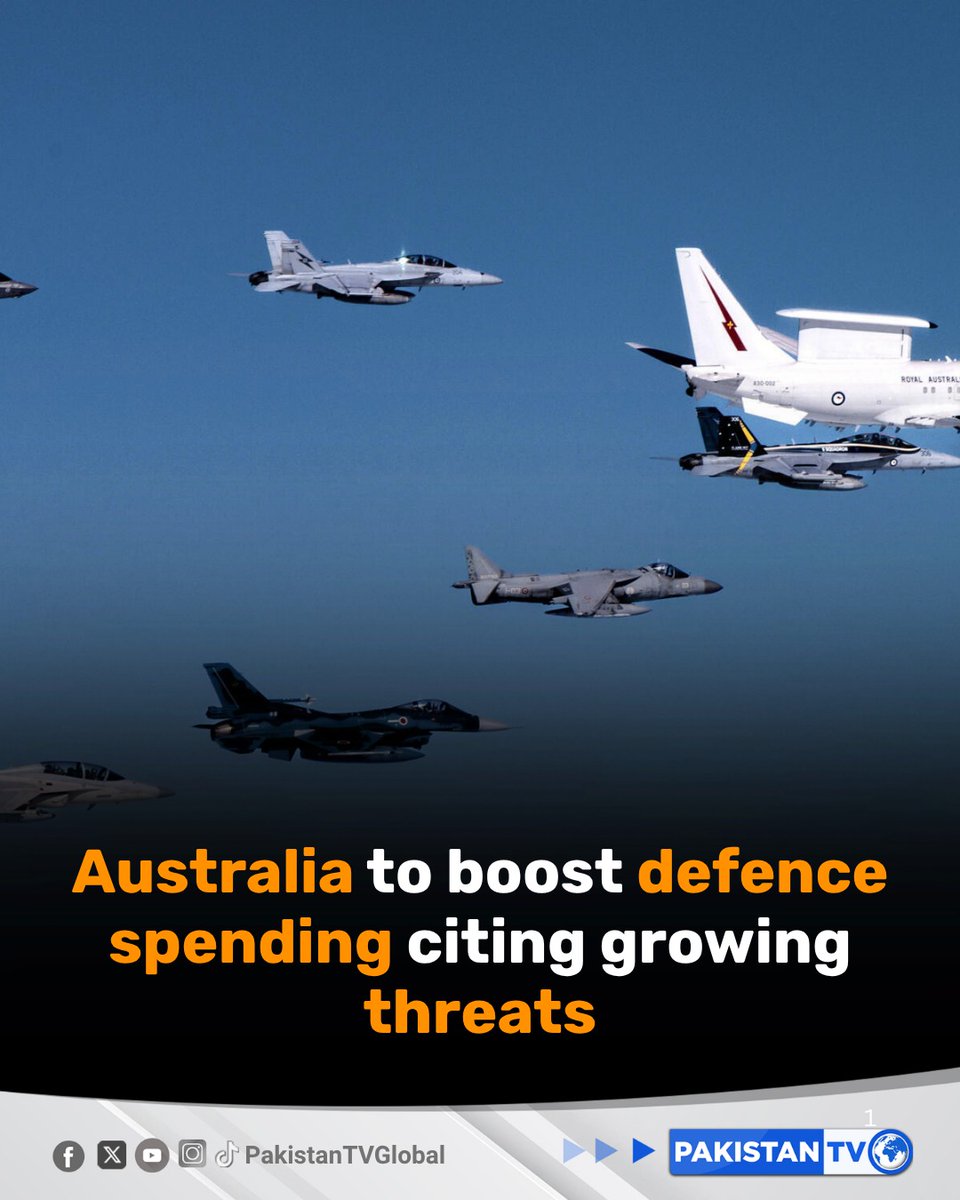 PakTVGlobal's tweet image. Australia will raise defence spending to 3.0 per cent of GDP by 2033 as armed conflicts flare worldwide, the government said Thursday.

#AustraliaDefense #GlobalSecurity #DefenseSpending #MilitaryExpansion #PakistanTV