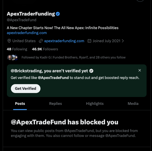 Brickstrading's tweet photo. @ApexTradeFund what?? check my posts never even said anything bad about them lol https://t.co/yXwO0s6Ql9