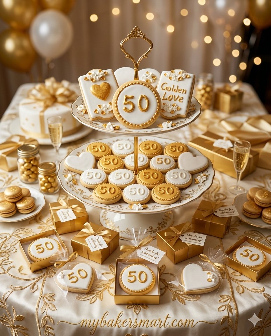 ibcablr's tweet image. Celebrate golden milestones in perfect style! Craft your own exquisite 50th anniversary cookies like these. For premium baking supplies, professional tools, and inspiration, connect with mybakersmart.com today. #GoldenAnniversary #CustomCookies #BakingSupplies