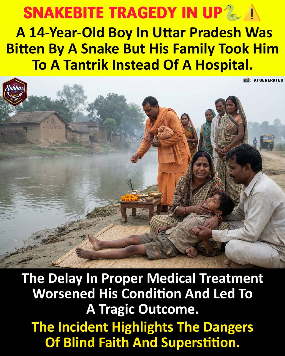 SubhaHub's tweet image. Blind Faith Turns Fatal 😢🐍 Snakebite Delay Costs Young Life ⚠️

#Shocking #India #awareness