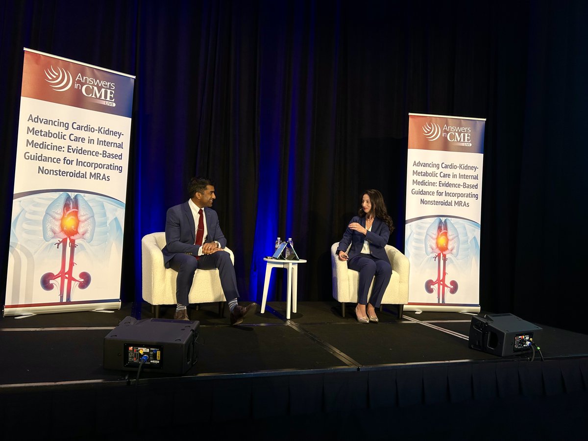 AnswersinCME's tweet image. #IM2026 --&amp;gt; Now underway: Drs. Muthiah Vaduganathan and Nosheen Reza discuss emerging evidence on nonsteroidal MRAs and practical strategies to improve cardio-kidney-metabolic care.
#AnswersInCMELive #GetYourAnswersInCME #CME #MedEd #LiveCME #ACP