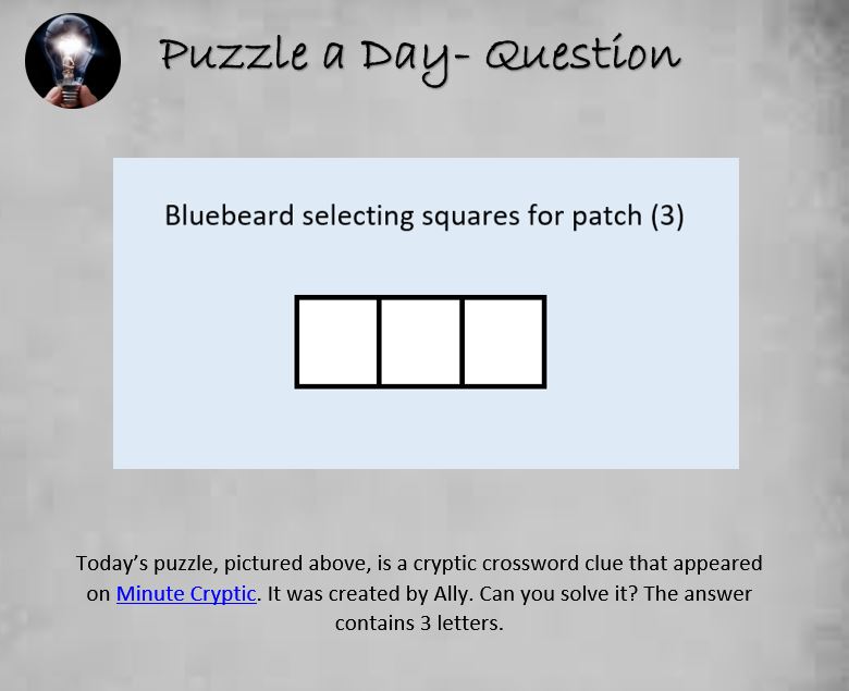 PuzzleADayBlog's tweet image. A Clever Minute Cryptic Puzzle

#puzzle #puzzles #puzzleaday