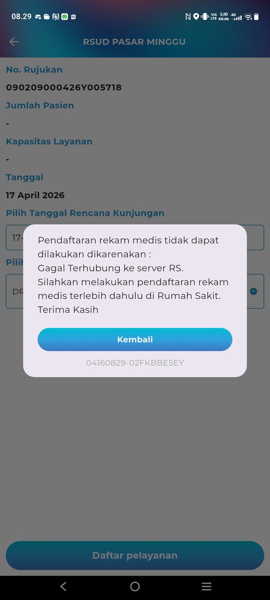 rickyudha's tweet photo. @BPJSKesehatanRI  selamat pagi, min saya mau mendaftarkan ke orang tua saya untuk rujukan ke RSUD Pasar Minggu, namun keluar pop seperti foto tsb, adakah solusi?  Terima kasih https://t.co/ksMlqwtf3D