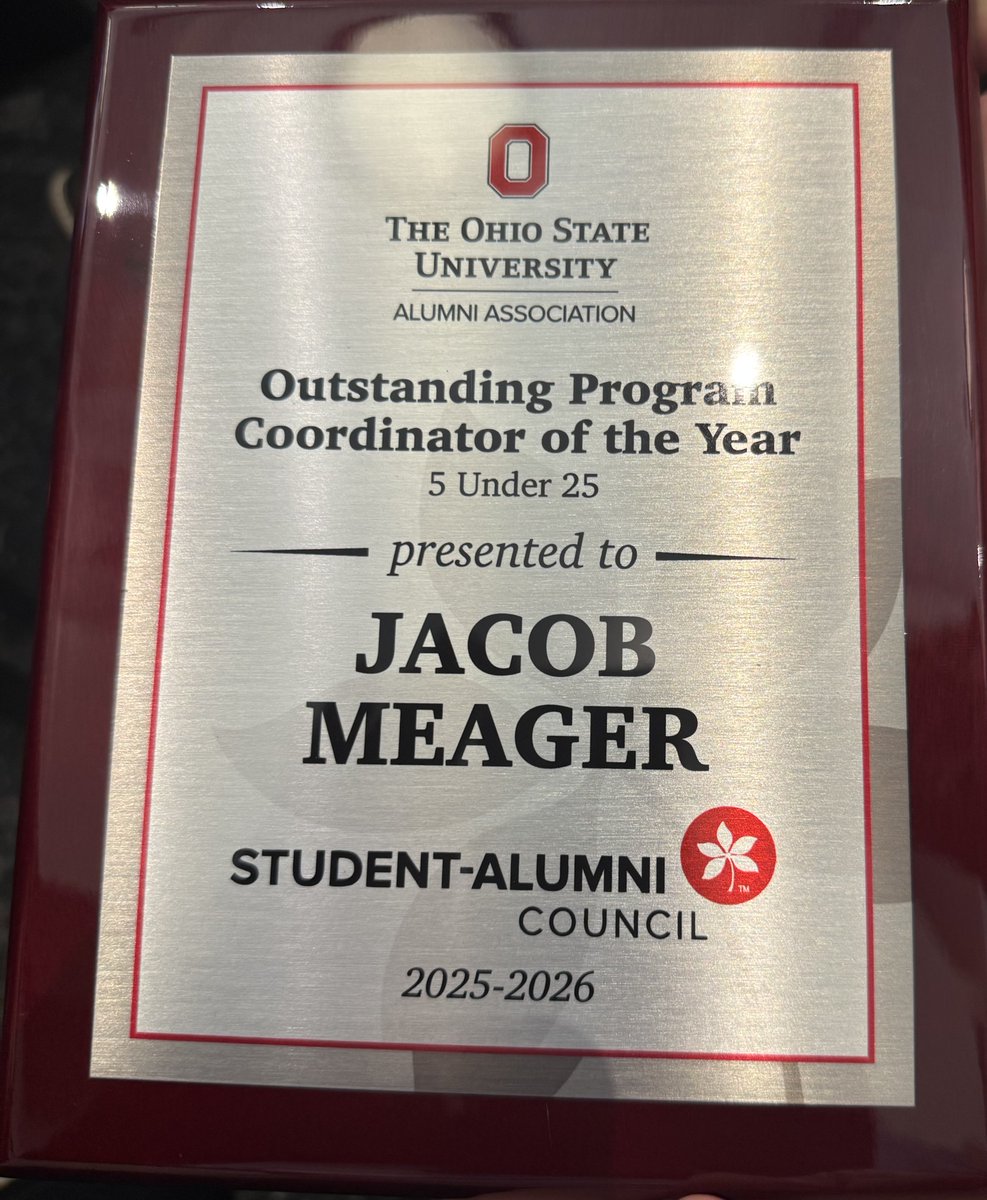 OuJaym's tweet photo. ⁦@JacobMeager85⁩ Congratulations on your award from your Student Alumni Council. https://t.co/Nn8hWc3jZw
