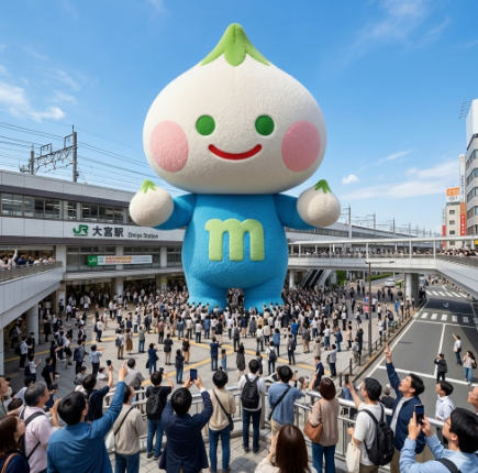 millionpower229's tweet photo. 【速報】 街中に巨大な謎の生命体が出現！！！
…って、あれ？ すごくニコニコしてるし、手には何か持ってるし… もしかして、めっちゃ平和なやつ？🤔

ミリリンちゃんからニンニクパワーをもらうと、元気になるらしいよ！？

#巨大生物 #出現 #謎 #平和 #かわいいから許す #ミリオンパワー https://t.co/y4gIj3mbUb