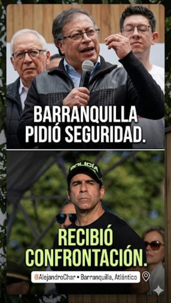 albertosalah's tweet photo. El alcalde @AlejandroChar pidió apoyo para la seguridad y criticó una “paz total” que muchos sienten convertida en impunidad para los criminales. La respuesta del presidente @petrogustavo  fue atacar a la ciudad, insultar y descalificar a quienes exigen salvaguardar su derecho a la proteccion del estado  

Barranquilla merece respeto, respaldo y seguridad real.