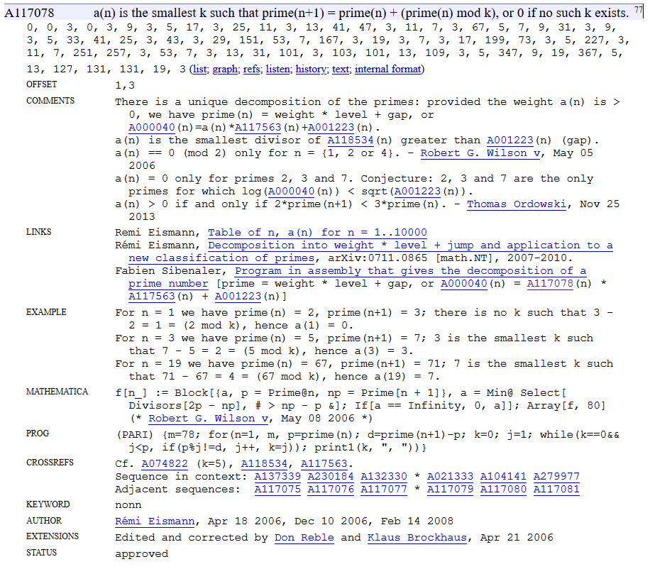 decompwlj's tweet image. My first, favorite and most important sequence, the weights of prime numbers: A117078.
We see prime numbers classified by level and by weight on the graph.
➡️ oeis.org/A117078

#decompwlj #math #mathematics #sequence #OEIS #numbers #primes #PrimeNumbers #graph #maths