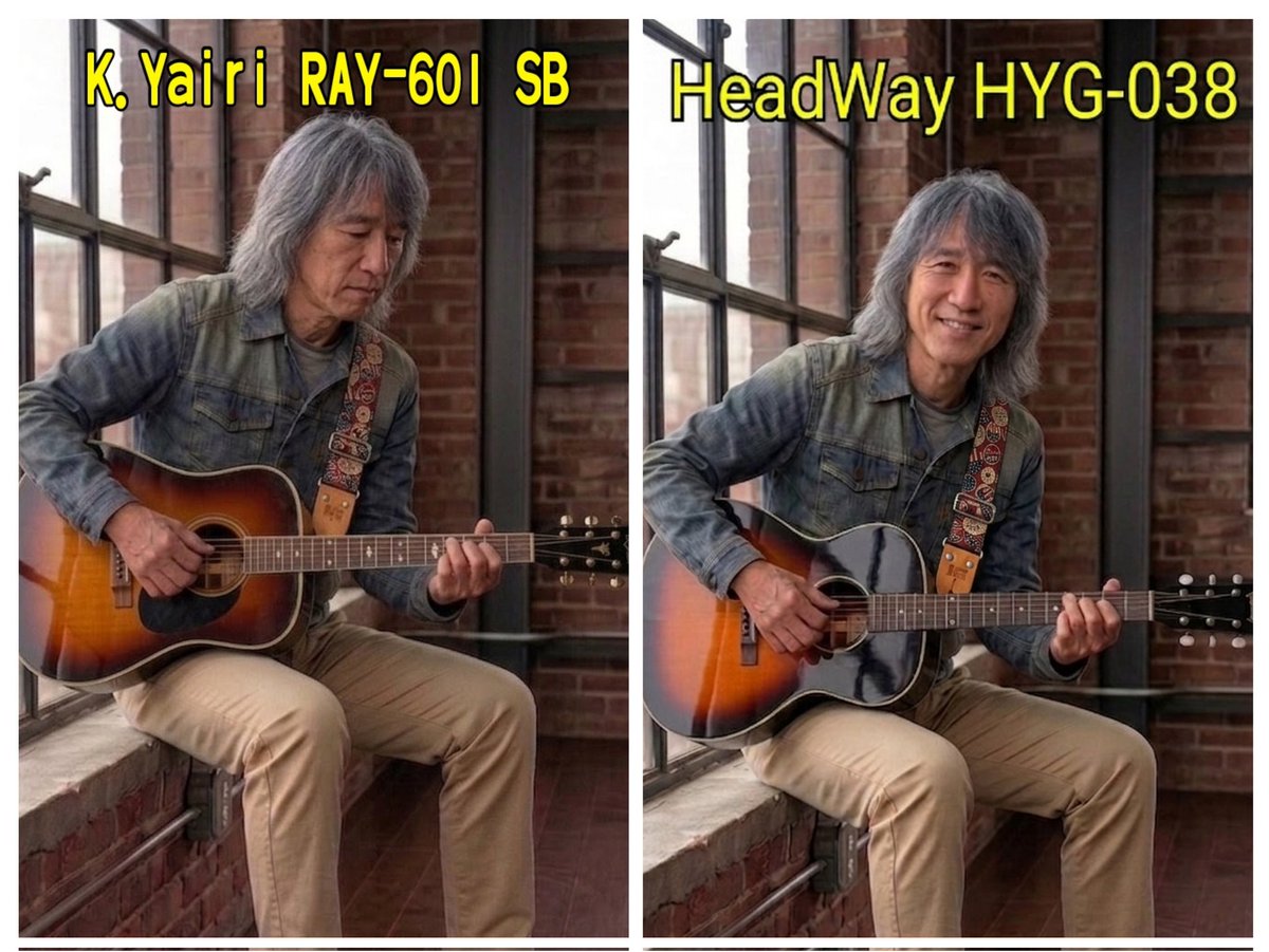 O8gTv's tweet photo. 今の相棒、K.Yairi RAY-601 SB。J-45譲りのスペックを国産ヤイリが丁寧に仕上げた響きは、弾くほどに手放せない最高の一本。
そしてもう一本、Headway HYG-038。安く手に入れたこいつを時間をかけて自分色に育てていく。これこそがギターを弾く本当の贅沢だ。 https://t.co/hzObxU7kaM
