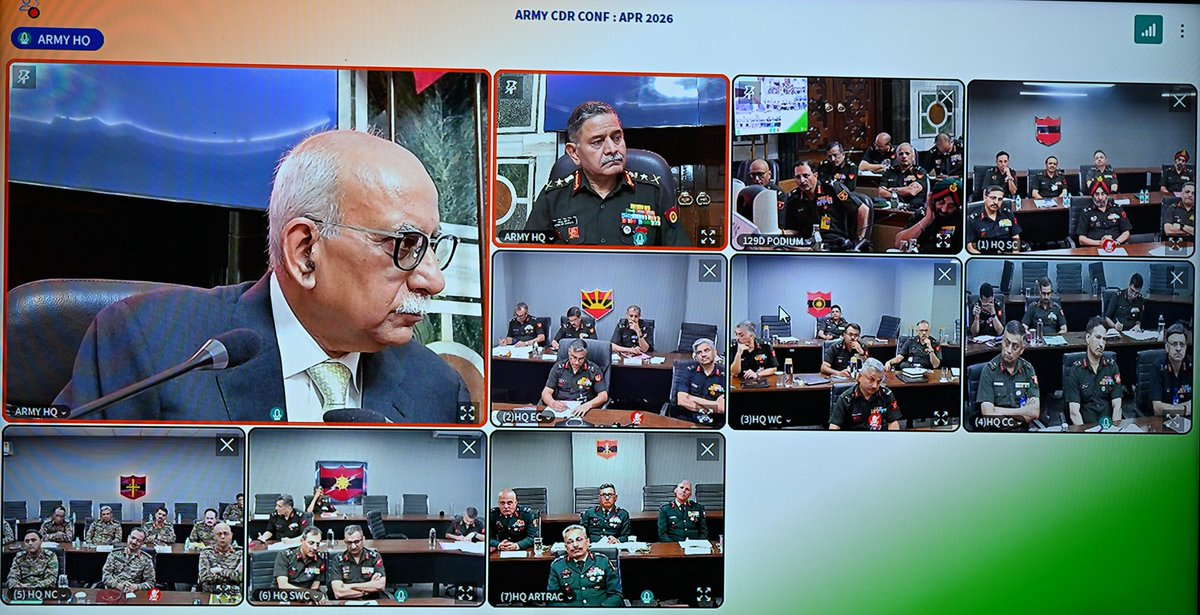 adgpi's tweet image. Army Commanders’ Conference 

During the ongoing #ACC, Shri Alok Joshi, Chairman of the National Security Advisory Board #NSAB addressed senior military officers, highlighting the prevailing nature of global security with a continuum of war and peace existing side by side.