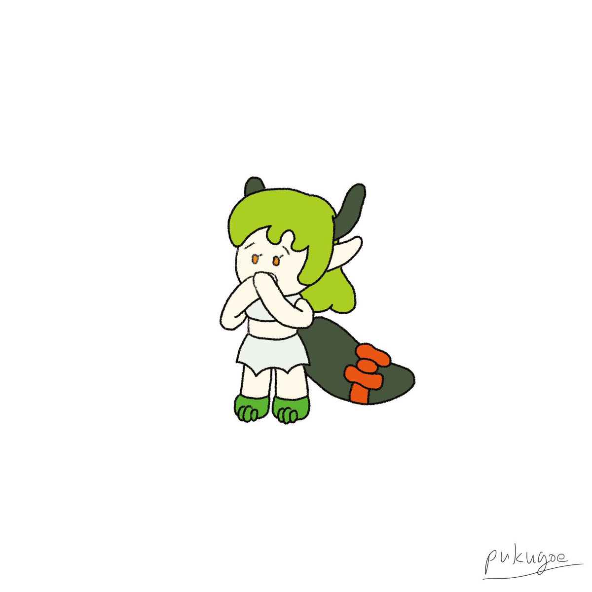 「本日の30分集中描き(-15分) 口をおさえる」|プクゴエのイラスト
