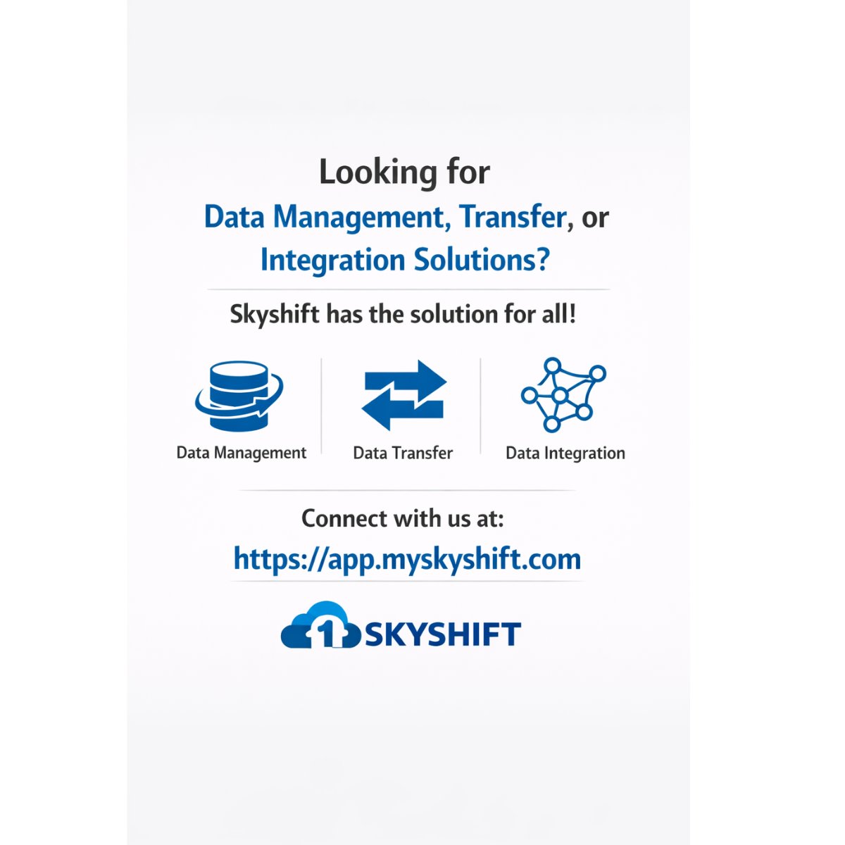 SShift39571's tweet image. #DataManagement #DataIntegration #DataTransfer #DataMigration #ETL #ELT #DataEngineering #CloudIntegration #BusinessAutomation #DigitalTransformation #EnterpriseData #Analytics #SaaS #TechSolutions #WorkflowAutomation #APIs #DataSecurity #Skyshift #Startup #B2BTech