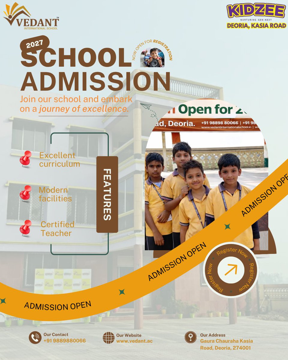 VedantIntSchool's tweet image. Every child deserves the best start in life ❤️
Enroll your little one at Vedant International School and watch them grow, learn, and shine ✨
🎯Admissions Open for 2027
📚A journey of excellence begins here
📞9889880066
#SchoolAdmission #BrightFuture #KidsEducation