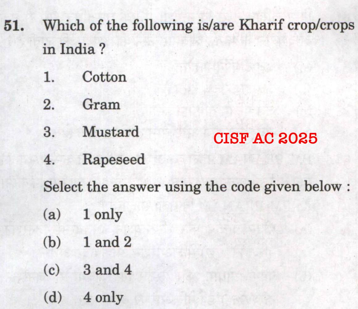 Kharif crop 

CISF AC 2025