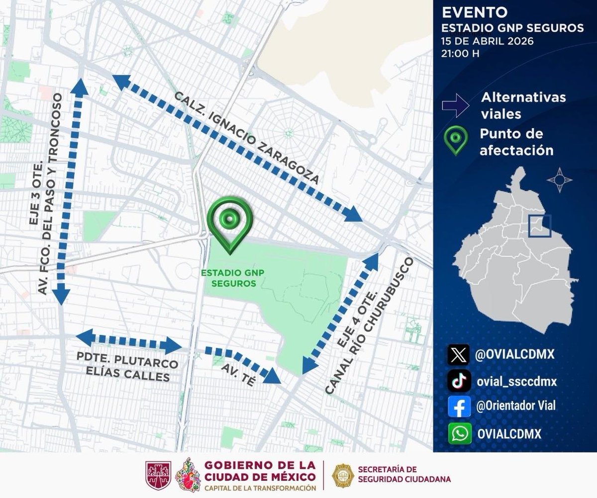 OVIALCDMX's tweet image. Oficiales de #TránsitoCDMX de la #SSC en dispositivo de seguridad y vialidad en Viaducto Río de la Piedad, col. Granjas México, @IztacalcoAl, inmediaciones del #EstadioGNPSeguros, por evento a las 21:00 horas.
Consulte aquí #AlternativaVial