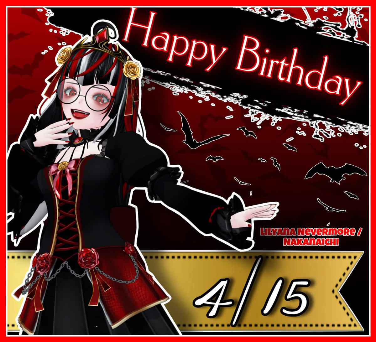 Happy birthday to the resident gremlin vampire of Eclipse <a href="/Nakanaichi/">Lilyana Nevermore 🦇🍷【ECLIPSE】</a> 🥳❤️

We hope you’ll share your blood with this lovely lady on her most special day!
☾ #EclipseVT_RISE ☽
-
#VTUBER #VTUBERGROUP #VTUBERSUPPORT