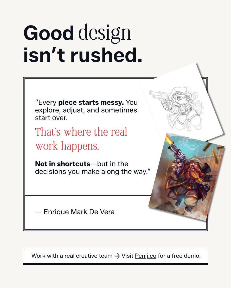 dotpenji's tweet image. Watch how this artwork was made here: bit.ly/4tiwLtM

Every detail, every revision, this is what real design actually looks like behind the scenes 🎨
#DesignProcess #CreativeWork #Penji