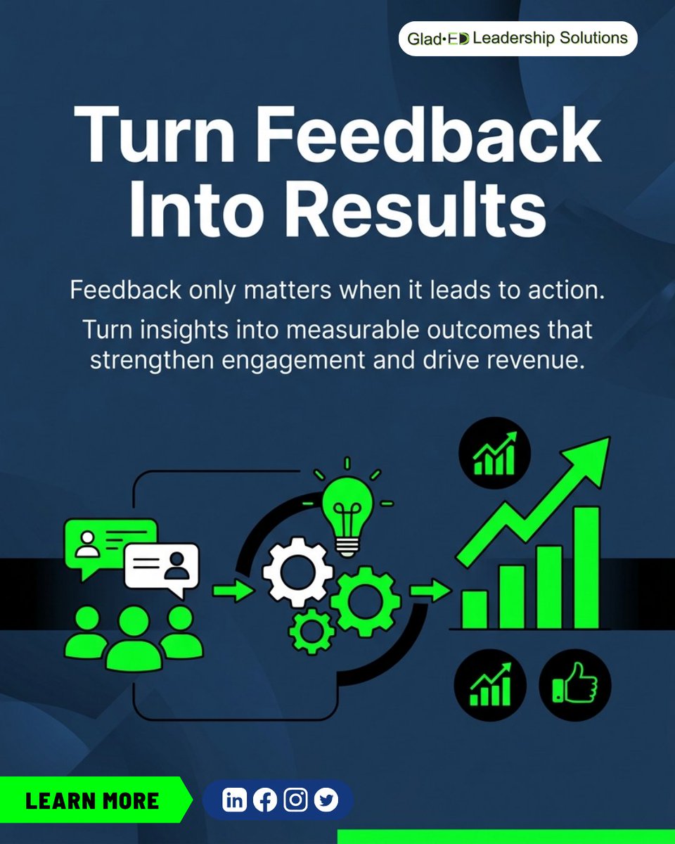 GladEDSolutions's tweet image. Collecting employee feedback is only valuable when it leads to action. Here’s how leaders can turn insights into measurable outcomes that strengthen engagement and drive revenue.

training #employeeengagment #corporatetraining #leadershipdevelopment #gladedsolutions #DEI