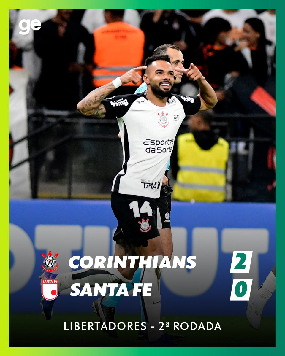 TIMÃO 100%!

O Corinthians derrotou o Santa Fe por 2 a 0 e conquistou a segunda vitória na Libertadores. Raniele e Gustavo Henrique marcaram os gols da vitória.

Veja como foi  ➡️  glo.bo/4mBa7dB

📸 Marcos Ribolli e AFP

#Futebol #Libertadores #Corinthians #SantaFe