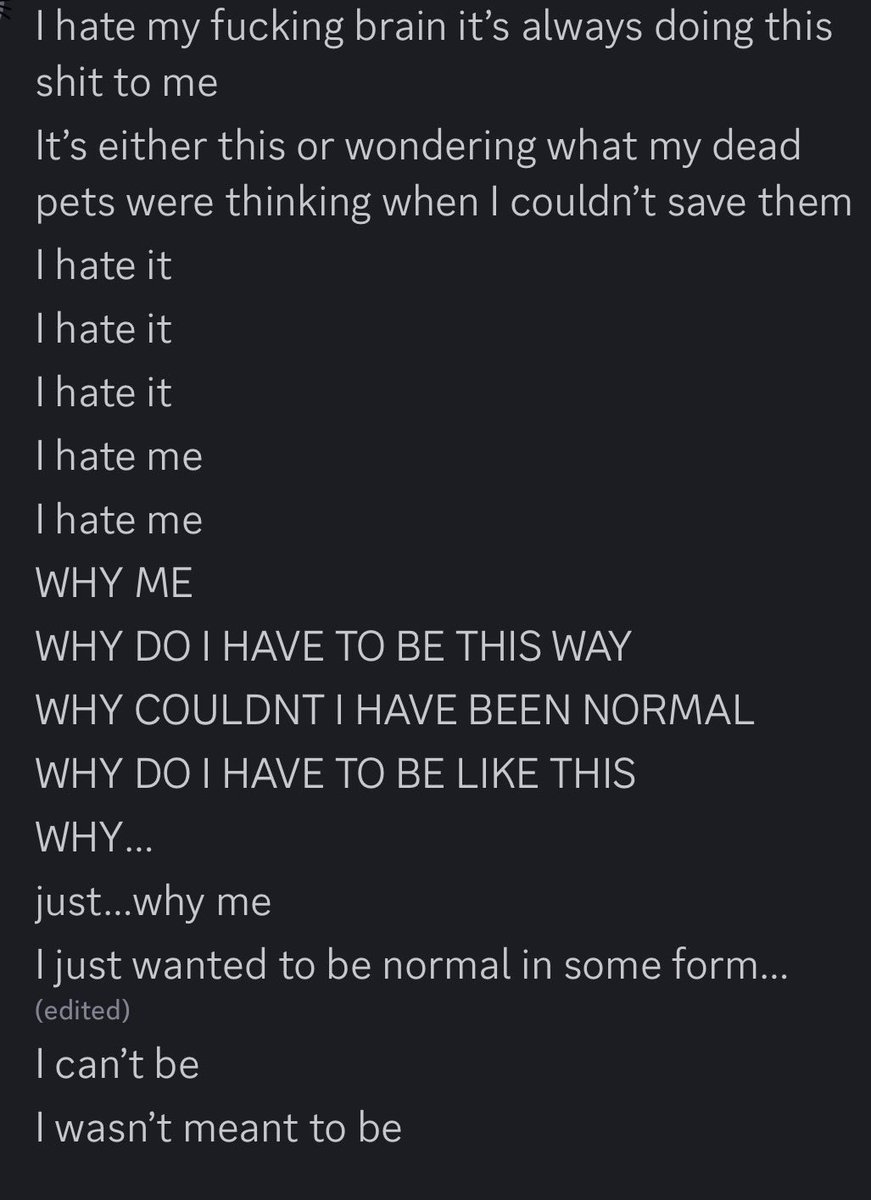 I just…wanna be a normal person for even a day please…please…