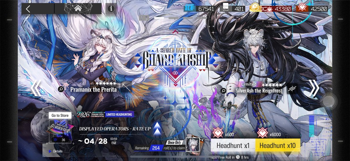 Wi00310047Alice's tweet photo. @Y43195494 @ArknightsEN Wow，我用36抽出了silverash pramanix ascalon，太欧了￼😄 https://t.co/9qhqk1M8zI