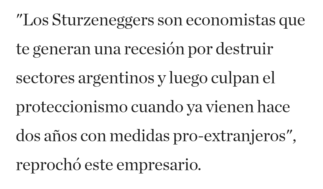 Sturzenegger debe ser el tipo menos querido y más detestado en la historia de los funcionarios. No lo quieren los empresarios, es un olfachón de Estados Unidos, vende patria que se cree mil por borrar normas. Por si culpa los chinos nos devolvieron carne y los chilenos el gas..