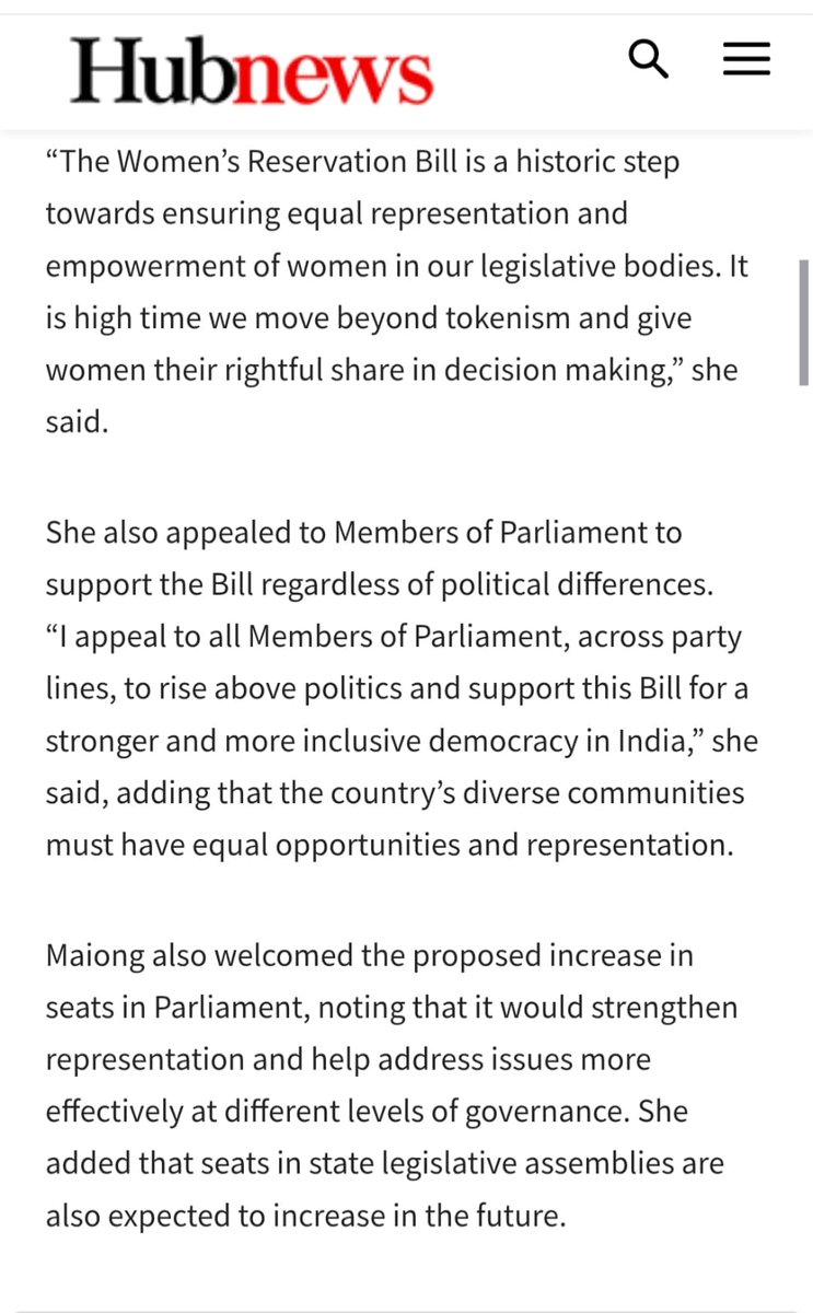 JsdMaiong's tweet photo. My Statement in women's reservation bill: details👇
@KirenRijiju @LokSabhaSectt @PMOIndia @nemediahub @timesofindia @shillongtoday https://t.co/d2KKOEw7zd