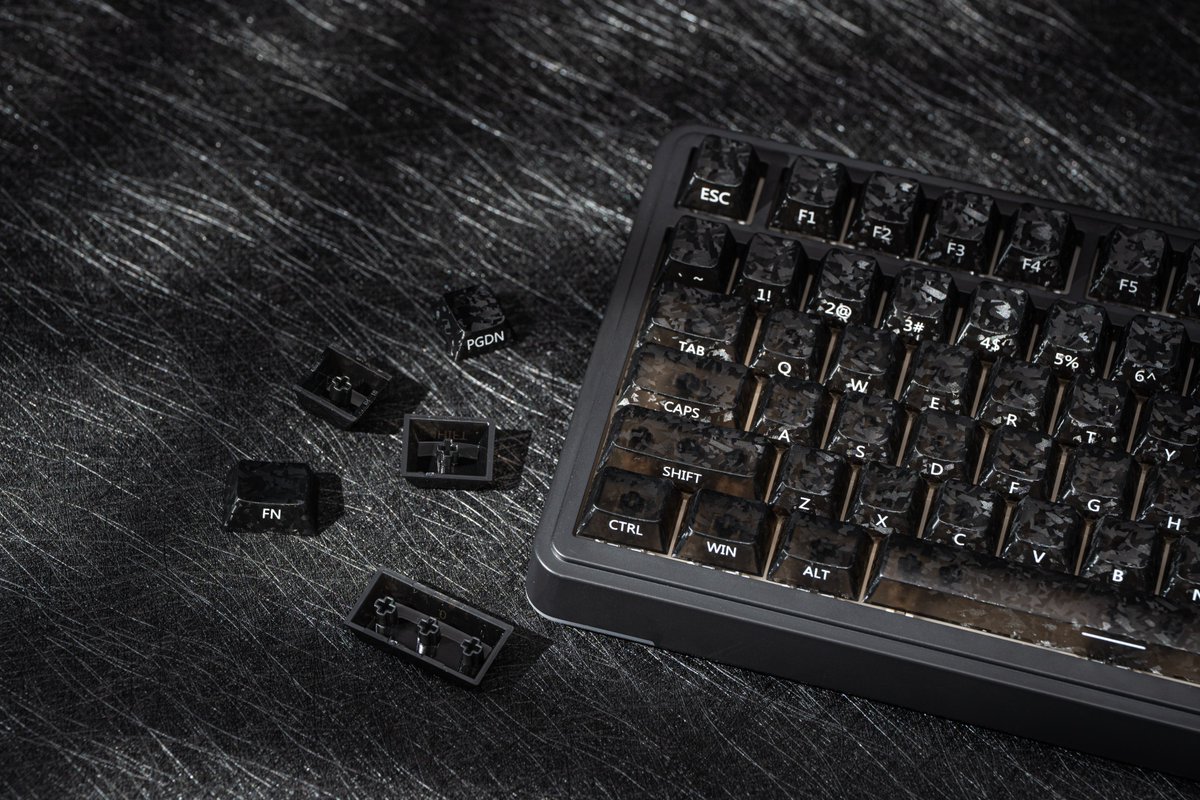 EpomakerK's tweet photo. Obsessed with the new EPOMAKER Smokfiber keycap set!
⌨️Forged Carbon Fiber Look
⌨️Side-Printed & Shine Through
⌨️Bold PC Material
Try it today!
https://t.co/zbe9CsRg21
#EPOMAKER #MechanicalKeyboard #ForgedCarbon #ShineThrough #Keycaps #DeskSetup #CustomKeyboard #TechStyle https://t.co/AiXBW5HnaU