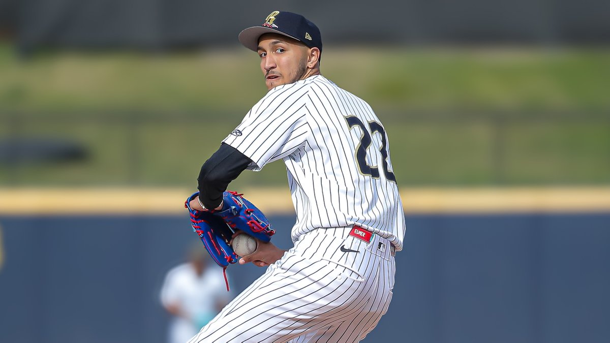 MLBPipeline's tweet image. #Yankees No. 3 prospect Elmer Rodríguez is making an early-season push for most dominant hurler in the Minors.

The right-hander lowered his ERA to 1.15 with another strong outing for Triple-A Scranton/Wilkes-Barre: atmlb.com/4tKNB4g