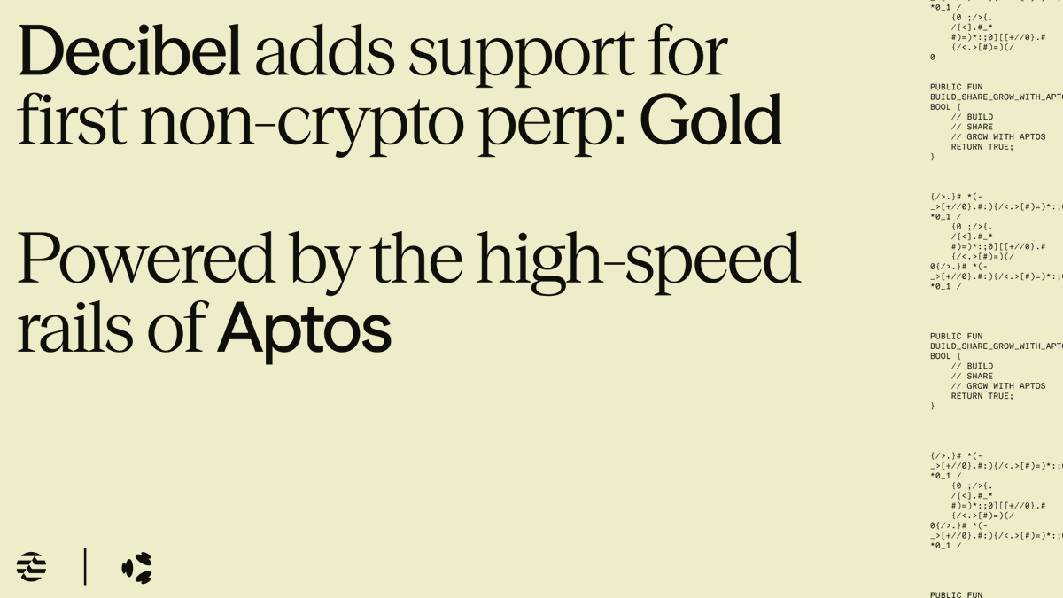 Gold goes onchain.

<a href="/DecibelTrade/">Decibel</a> just rolled out support for its first non-crypto perp, XAU. Powered by the high-speed rails of Aptos.

This is the Global Trading Engine in action.