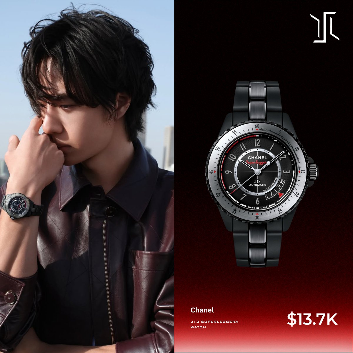Chinese actor #WangYibo is wearing the new #CHANEL J12 Superleggera Ref.H11059 in matte black ceramic and steel. This 42 mm timepiece features a black lacquered dial with a circular satin finish in the centre.
Retail Price : $13,750
#WangYibo王一博 #王一博 #WangYibo_GQ