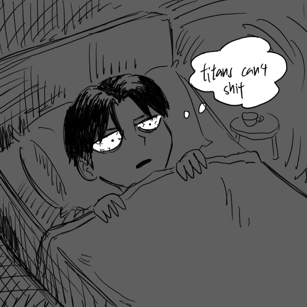 artbymeow's tweet image. hange tells levi a fun fact #levihan #aot #進撃の巨人