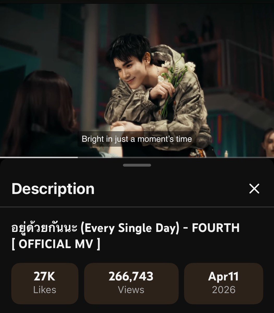 FourthSquadHQ's tweet image. Road to 300K 🔥 
Join me in taking Every Single Day to 1M! Are you with me?

❤️ youtu.be/BhJHFAu5pX8?si…
💚 open.spotify.com/track/2odtCLRb…

#StreamForFourth 
#EverySingleDayFOURTHmv 
#Fourthnattawat #โฟร์ทณัฐวรรธน์