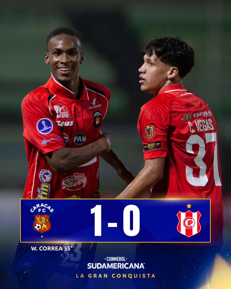 #CopaSudamericana 

🔹️2ª Fecha - Grupo E 

Caracas FC 🇻🇪 1️⃣ (W. Correa)
Indep'te (P) 🇧🇴 0️⃣