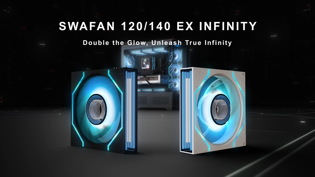 ThermaltakeInc's tweet image. Meet the SWAFAN EX INFINITY, where dual infinity mirror lighting and swappable fan blades redefine how your build looks and performs. 

🎥 Watch full video: youtu.be/6RoFuxPcr5s

#Thermaltake #SWAFANEXInfinity #DualInfinityMirrorLighting #ARGB