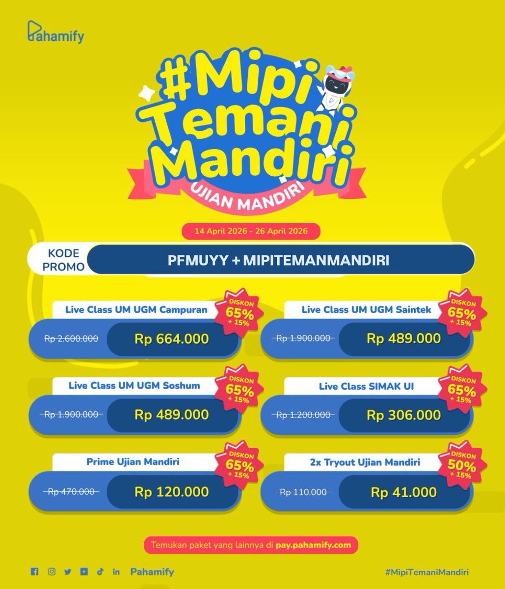 studykuy_'s tweet photo. PROMO PAHAMIFY TERBARU

tutorial dapetin promo:
• Buka website https://t.co/MoxGrbEQDW
• Pilih paket belajar yg diinginkan
• Masukkan kode promo
• Pilih metode pembayaran
• Pembayaran berhasil

t. bimbel online utbk snbt um ambis tryout ui pahamify mipy https://t.co/uYHvLiTZ7Z