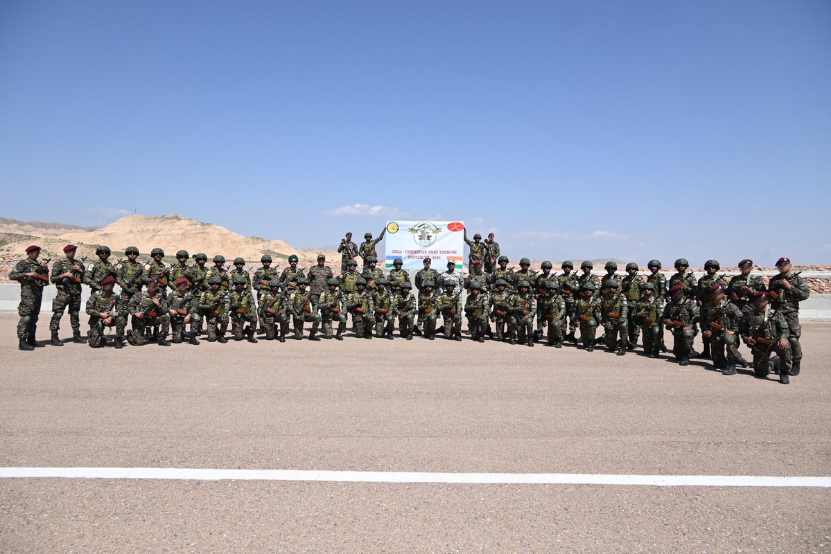 airnewsalerts's tweet image. ▪️The 7th edition of the annual India–Uzbekistan bilateral military exercise “Dustlik” has commenced with an opening ceremony at the Gurumsaray Field Training Area in #Namangan, #Uzbekistan.

▪️The exercise aims to enhance operational synergy between the #IndianArmy and the