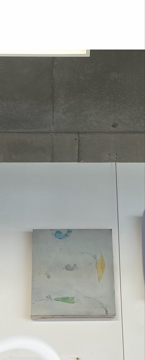 組成室の上の方の壁に飾られてます。去年の日本画の課題