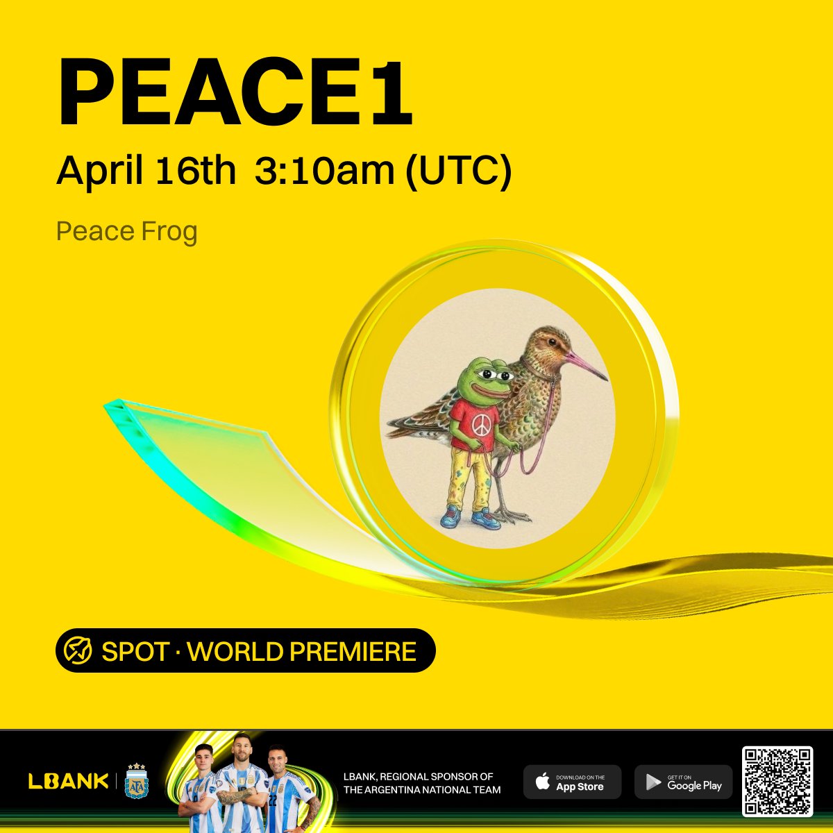 LBankUpdates's tweet image. 🔥 World Premiere #listing

🌠 $PEACE1 (Peace Frog) will be listed on LBank！

Peace Frog (PEACE) is a community-driven meme token on the Solana blockchain.

❤️ Details: is.gd/ZM0sOs