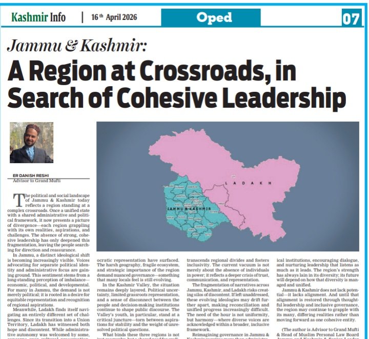 Jammu &amp; Kashmir:
A region at crossroads,in search of cohesive leadership.<a href="/INCIndia/">Congress</a> <a href="/INCJammuKashmir/">J&K Congress</a> <a href="/RahulGandhi/">Rahul Gandhi</a> <a href="/priyankagandhi/">Priyanka Gandhi Vadra</a> <a href="/Jairam_Ramesh/">Jairam Ramesh</a> <a href="/NasirHussainINC/">Dr Syed Naseer Hussain, M P</a> <a href="/AjayLalluINC/">Ajay Kumar Lallu</a> <a href="/naukarshah/">Kannan Gopinathan</a> <a href="/GAMIR_INC/">Ghulam Ahmad Mir</a> <a href="/TariqKarra/">Tariq Hameed Karra</a> <a href="/vikramaditya_JK/">Vikramaditya Singh</a> <a href="/OmarAbdullah/">Omar Abdullah</a> 
<a href="/Beigh_Momin/">Momin Beigh</a> <a href="/drshamamohd/">Dr. Shama Mohamed</a> <a href="/SiddiqWahid/">Siddiq Wahid</a>