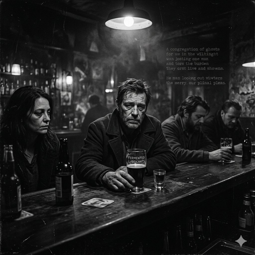 ZeroSumGame8's tweet image. In the dark grim bar
the air feels heavy
#Words of silence 
exchanged amongst strangers
through the eyes
A congregation of ghosts
to share the burden of struggles
with fermented lubricants
to drown the sorrows
Sun, please rise late
I still have few tears left

#vss365
#0scribbles