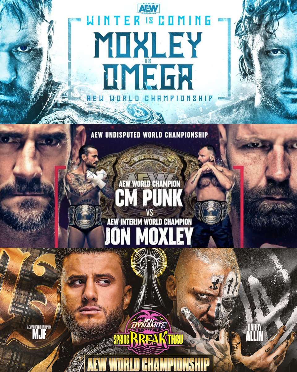 richard93612's tweet image. Cambios en el Campeonato Mundial Masculino de #AEW en televisión #AEWonTV:  
Dic 2020 = Kenny Omega def. Mox 
Ago 2022 = Mox destruyó a CM Punk para convertirse en Campeón Indiscutible 
Abr 2026 = Darby Allin venció a MJF con un Headlock Takeover

#AEWDynamite