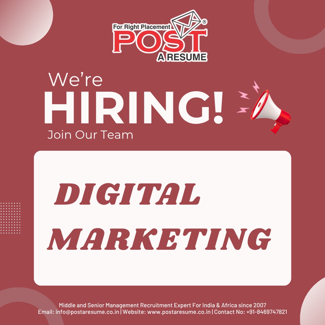 postaresume's tweet image. 🚀 We’re Hiring: Digital Marketing Specialist

apply now 
career.postaresume.co.in/jobseeker/1289…

📧 Email: varsha@postaresume.co.in
📞 Call Now: +91-6354797016

📌 Follow POST A RESUME for job updates

#HiringNow #DigitalMarketing  #SEO #SaaSJobs #PostAResume  #VipulMmali #VipulTheWonderful 🚀